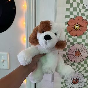 Brown and White Dog Plushie, 12”